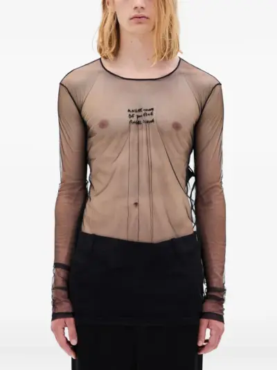 Ann Demeulemeester Angel Divine long-sleeve tulle T-shirt - Black