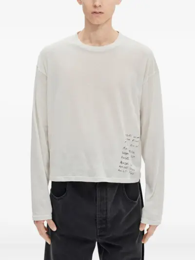 Ann Demeulemeester Bike printed long-sleeve T-shirt - Neutrals