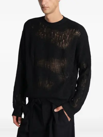 Ann Demeulemeester Distressed knit sweater - Black