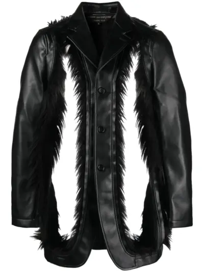 Comme des Garçons Homme Plus cutout faux-fur blazer - Black