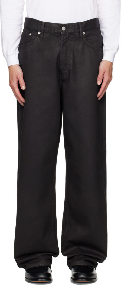 Dries Van Noten Black Coated Loose-Fit Jeans