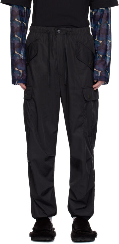 Dries Van Noten Black Loose Cargo Pants