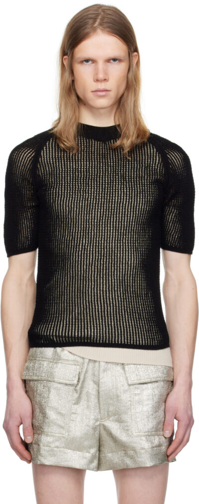 Dries Van Noten Black Open-Knit Sweater