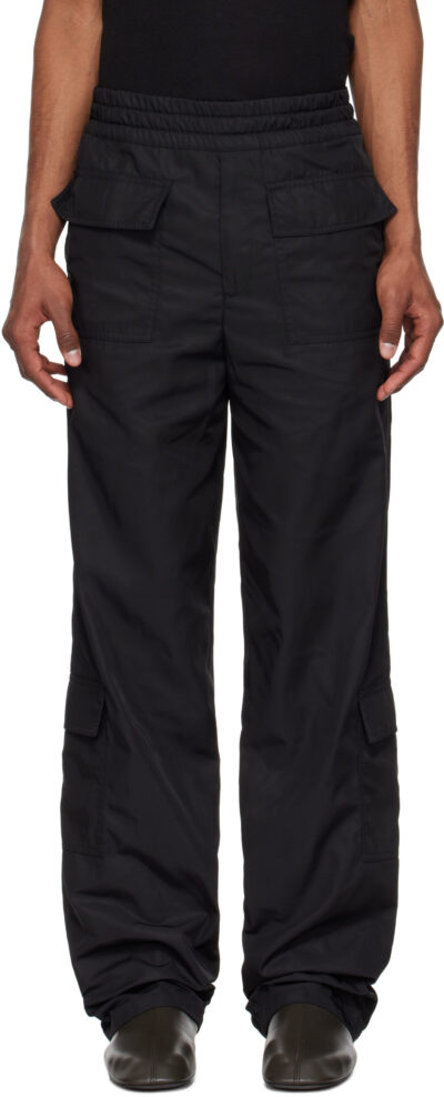 Dries Van Noten Black Sateen Cargo Pants