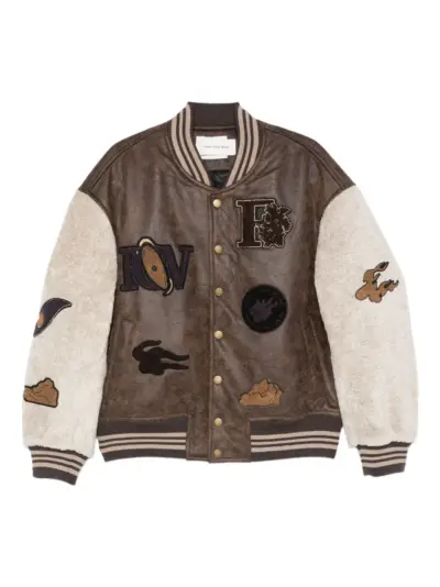 Feng Chen Wang embroidered-patch bomber jacket - Brown