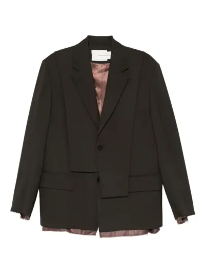 Feng Chen Wang frayed-hem layered blazer - Brown