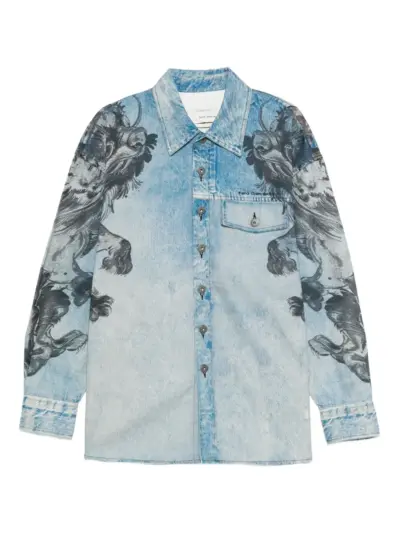 Feng Chen Wang graphic pocketed shirt - Blue