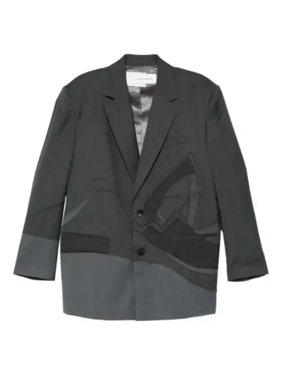 Feng Chen Wang patchwork single-breasted blazer - Grey
