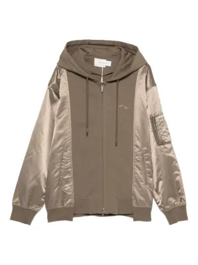 Feng Chen Wang satin-panel hooded jacket - Neutrals