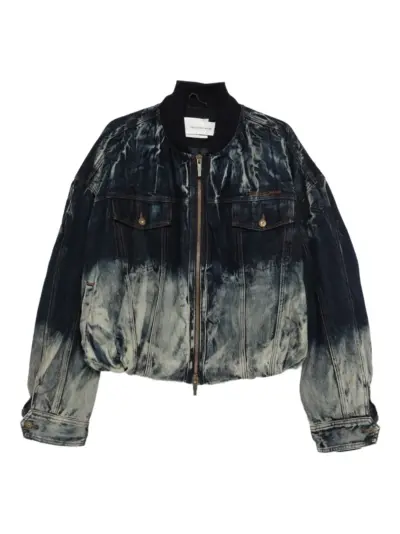 Feng Chen Wang tie-dye denim jacket - Blue