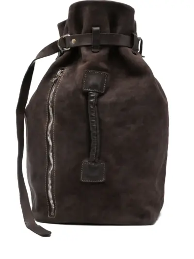 Guidi belted suede backpack - Brown