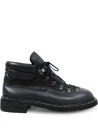 Guidi lace-up full-grain leather ankle boots - Black