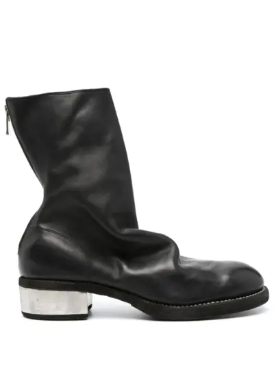 Guidi round-toe leather boots - Black