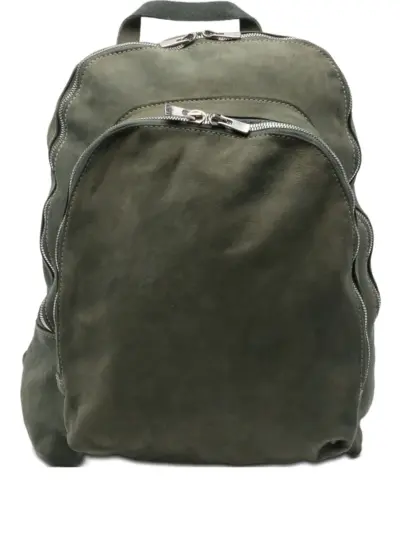 Guidi zipped suede backpack - Green