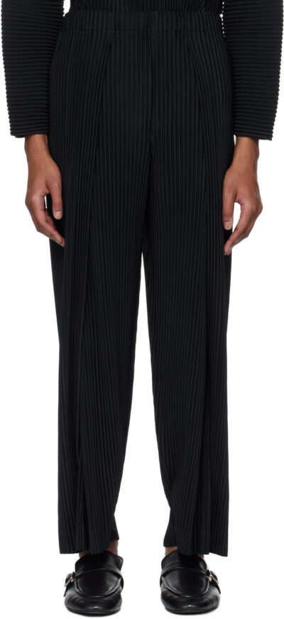 HOMME PLISSÉ ISSEY MIYAKE Black Pleats Bottoms 1 Trousers