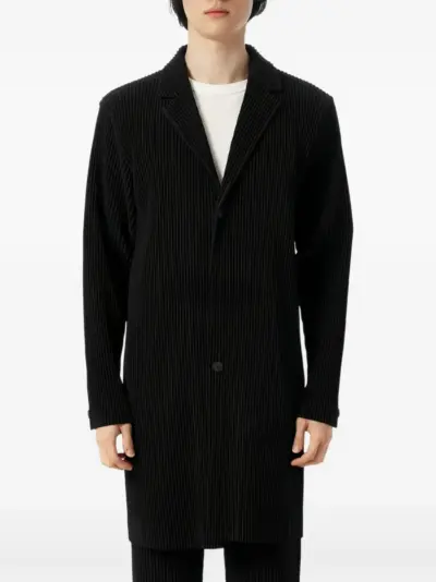 Homme Plissé Issey Miyake plissé buttoned coat - Black