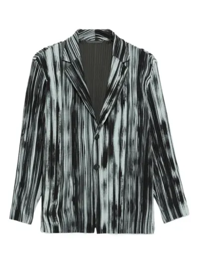 Homme Plissé Issey Miyake striped blazer - Black