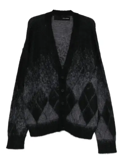 Isabel Benenato argyle-knit cardigan - Black