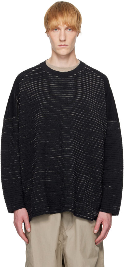 Jan-Jan Van Essche Black Linen Cotton Yarn Knit#70 Sweater