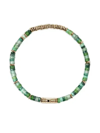 John Hardy 14K yellow gold Heishi multi-stone beaded bracelet - Green