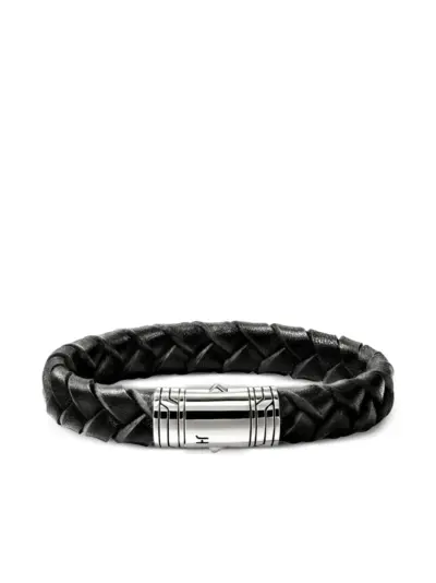 John Hardy sterling silver leather braided bracelet