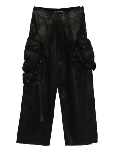 Julius coated wid-leg trousers - Black