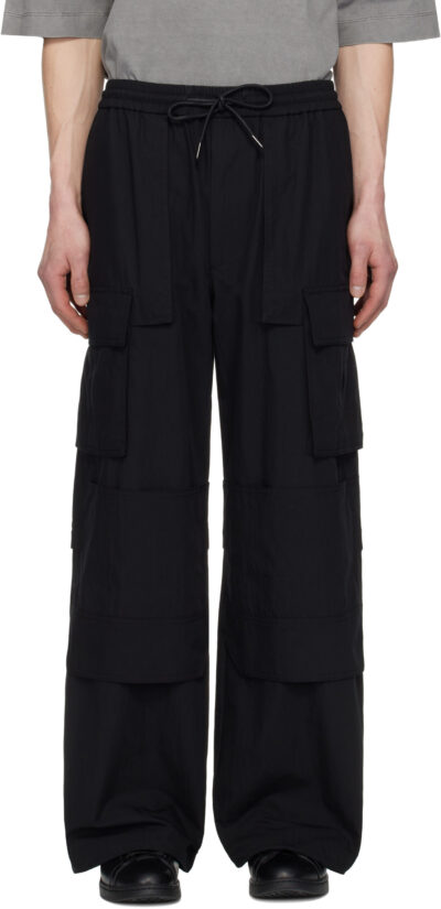 Juun.J Black Cotton Wide Work Cargo Pants