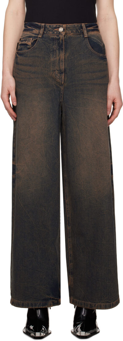 Juun.J Blue Loose Fit Dirty Washed Jeans