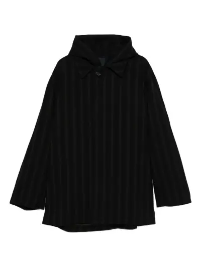 Juun.J hooded striped coat - Black