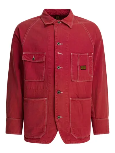 KAPITAL cotton-twill patch-pocket shirt jacket - Red