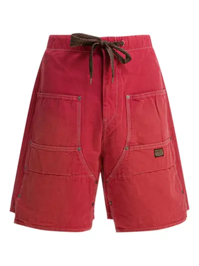KAPITAL drawstring cotton shorts - Red