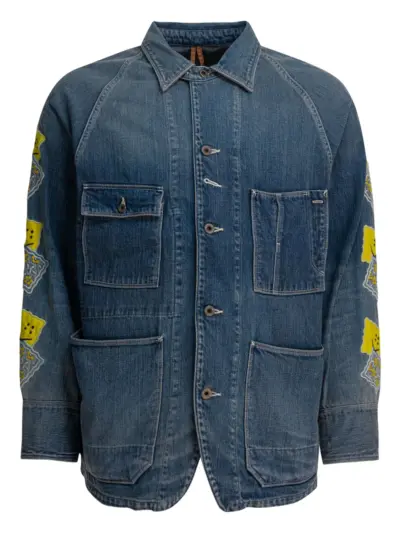 KAPITAL embroidered patch-pocket denim jacket - Blue