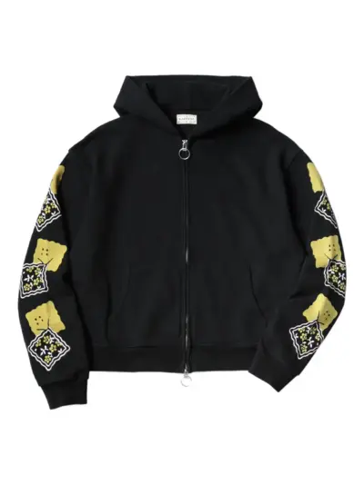 KAPITAL graphic-print zip-fastening hoodie - Black