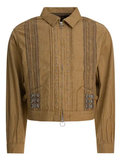 KAPITAL pleated studded jacket - Brown
