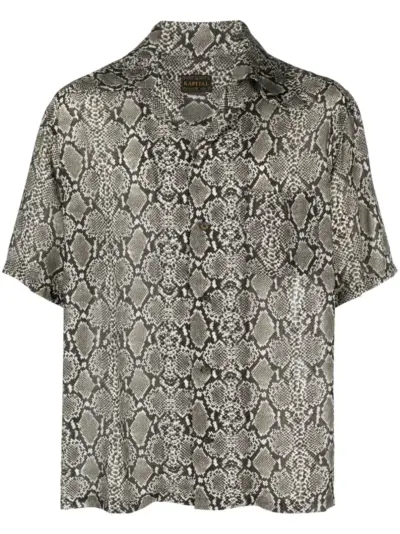 KAPITAL short-sleeve snakeskin-print shirt - Grey