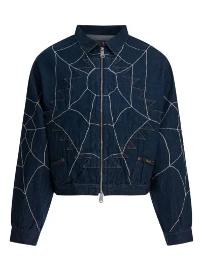 KAPITAL spiderweb-embroidered denim jacket - Blue