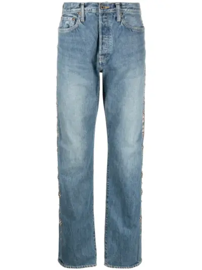KAPITAL stud-embellished straight-leg jeans - Blue