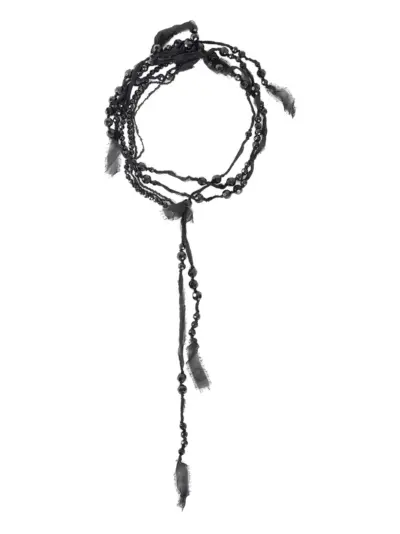 KUNDO bead-embellished silk necklace - Black