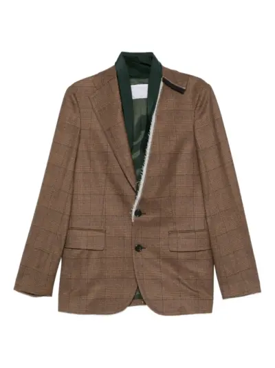 Kolor checked single-breasted blazer - Green