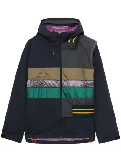 Kolor contrasting-panel hooded jacket - Blue
