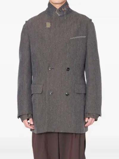Kolor herringbone double-breasted coat - Grey
