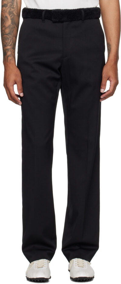MM6 Maison Margiela Black Fleece Trim Trousers
