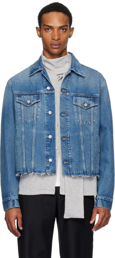 MM6 Maison Margiela Blue Frayed Denim Jacket