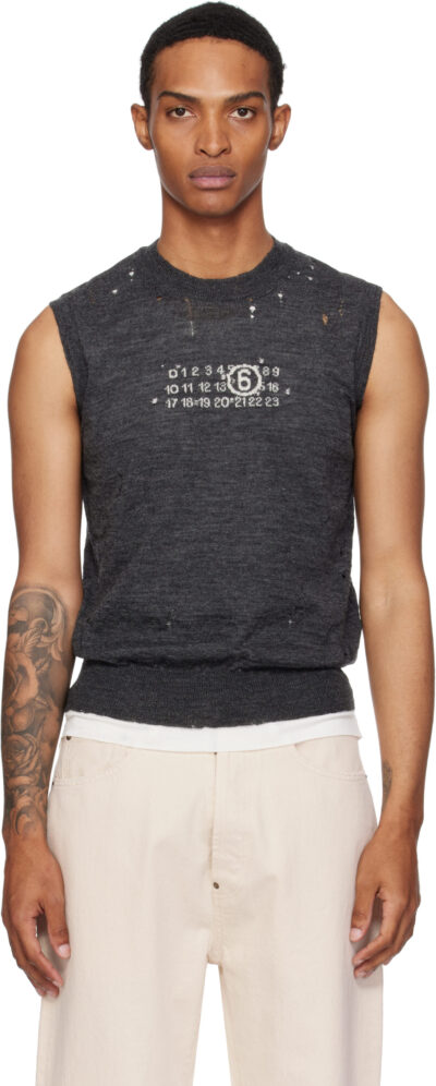 MM6 Maison Margiela Gray Wool Sweater Vest