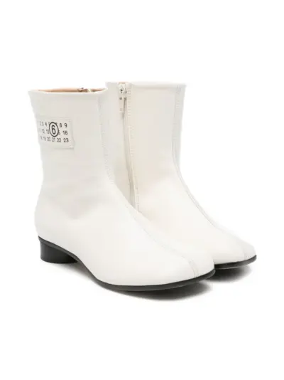 MM6 Maison Margiela Kids Tabi leather ankle boots - White