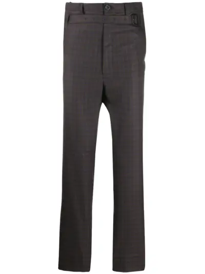 Maison MIHARA YASUHIRO belted check print trousers - Grey
