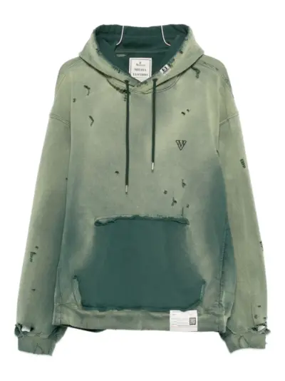 Maison MIHARA YASUHIRO distressed-effect cotton hoodie - Green