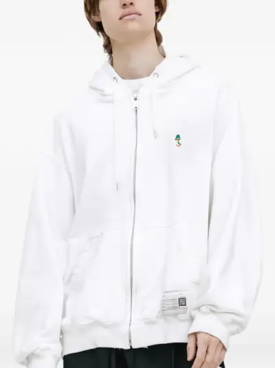 Maison MIHARA YASUHIRO embroidered zip-up hoodie - White