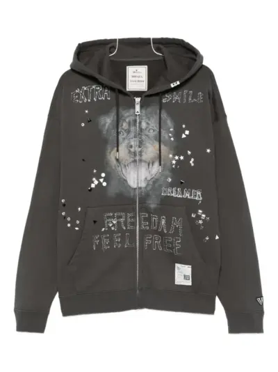 Maison MIHARA YASUHIRO zip-up cotton hoodie - Black
