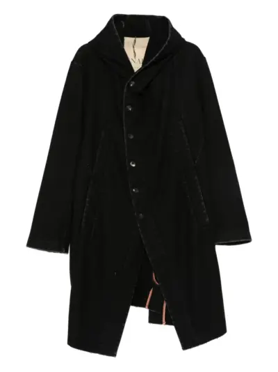 Masnada hooded button-fastening coat - Black